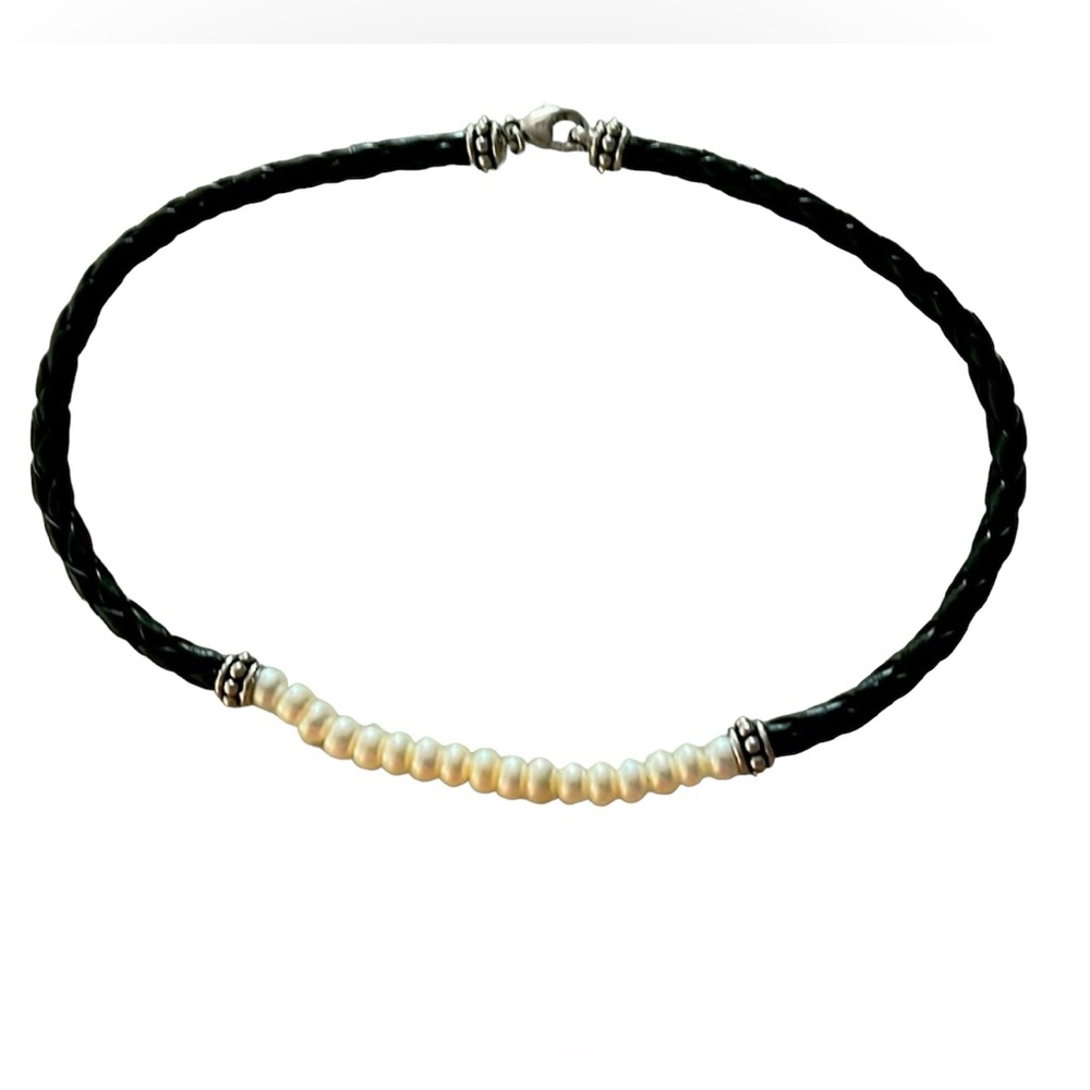 Vintage Honora Pearl and Leather necklace